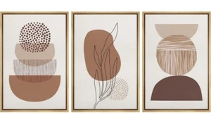 Boho Brown Polygon and Plant Line Framed Art - 16"x24" - Picture 1 of 1