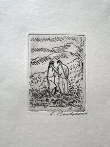 Luigi Bartolini acquaforte su carta " Cacciatori" 35x25 firmata - Foto 1 di 3