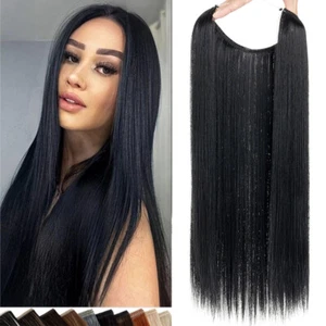 Secret Natural Wire in Hair Extensions Hidden Headband One Piece Thick as Human - Picture 1 of 124