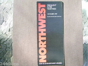 VINTAGE NORTWEST AIRLINES - FREQUENT FLYER TIMETABLE NOVEMBER 1, 1987 - Picture 1 of 2