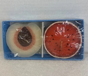 Candle World Set Of 2 Floating Fruit Candles - Watermelon & Peach - NEW SEALED - Picture 1 of 4