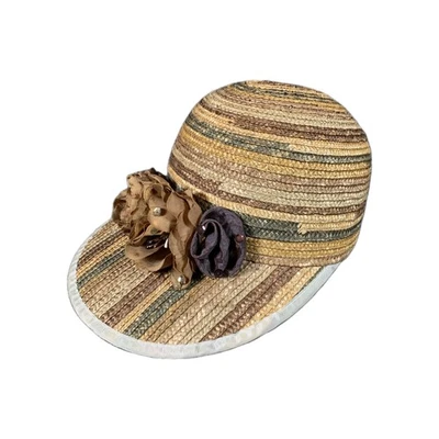 Sombrero de paja Whittall & Shon para mujer ala larga flor hecho en EE. UU. Foto 1 de 4