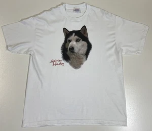 Vintage Siberian Husky T-Shirt Gr. L Hund Grafik süß lustig 90er - Bild 1 von 7