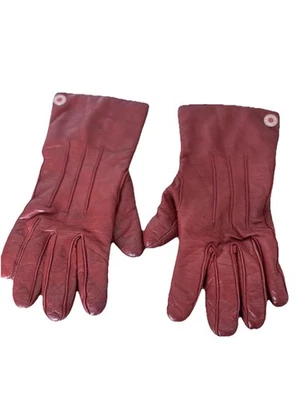 Guantes Coach Mujer Medianos Cuero Rojo 100% Cachemira Forrados Vestido Invierno Logo Foto 1 de 4