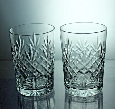 Pair of Richardson Crystal Whisky Tumblers – Fan & Crosscut Diamond Pattern - Image 1 of 4