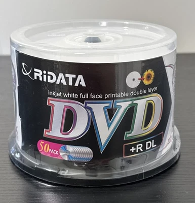 50 Pack Ridata DVD R DL Dual Layer 8X 8.5GB DVD Plus R Double Layer White Inkjet - Image 1 of 4
