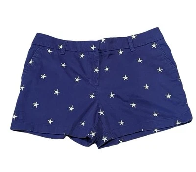British Khaki Sz 12 Mid Rise Blue Americana Embroidered Stars Shorts - Image 1 of 4