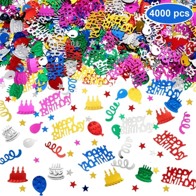 WILLBOND 4000 Piezas Feliz Cumpleaños Confeti Multicolor Lámina Confeti Decoración Foto 1 de 4
