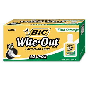 Bic Wite-Out Extra Coverage Correction Fluid 20 ml Bottle White 1/Dozen - Picture 1 of 5