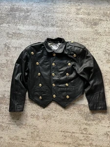 Vintage 1980's - 1990's Sz M Leather Jacket Black Rare - Picture 1 of 13