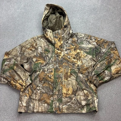 RealTree Jacket Adult Medium Brown Work Wear Camo Hunting Hood Rain Coat Mens - Image 1 of 4
