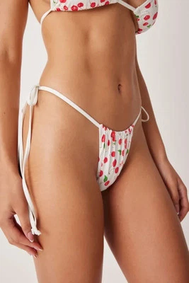 Frankies Bikinis X Sydney Sweeny Cherry Print Tia Bikini Tie Bottom Size XL NWT — 第 1/4 张图片