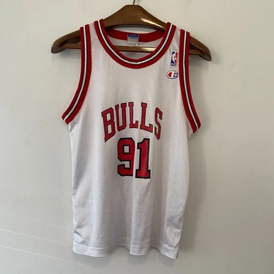 Vintage Champion NBA Chicago Bulls Jersey Dennis Rodman 91 Size 38 - Image 1 of 4