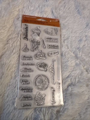 Juego de sellos transparentes FISKARS sin abrir receta locura 25 sellos palabras y gráficos Foto 1 de 2