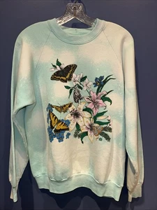 Damen großes Sweatshirt Vintage Schmetterling Grafik, Tye Dye 1991 - Bild 1 von 5