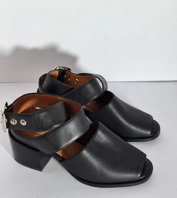 Jeffery Campbell x Free People Mary Jane Sandals Sz 6 Peep Toe Block Heel Black - Image 1 of 4