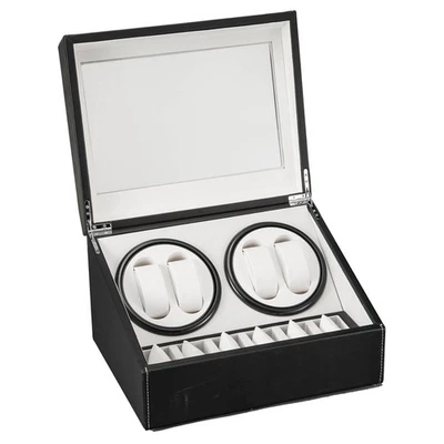 Vitrina de almacenamiento enrolladora de reloj de madera de cuero con rotación automática 4+6 Foto 1 de 4