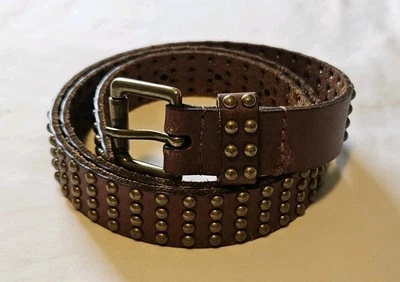 J.Crew Size M40.5" Leather Belt Studded Vintage Western Distressed Fashion Style - Image 1 of 4