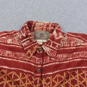 Vintage The Territory Ahead Mens L Red Hawaiin Button Down Shirt Short Sleeve - Picture 1 of 5