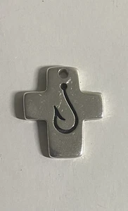 James Avery Sterlingsilber nicht mehr produziert Fischer der Männer Kreuz Haken Anhänger - Bild 1 von 2