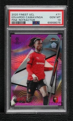 2020 Finest UCL Pink Refractor 67/125 Eduardo Camavinga PSA 10 GEM MT Rookie RC - Image 1 of 3