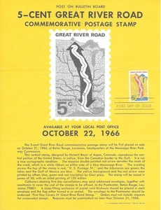 #1319 5c Great River Road Stamp Poster- Unofficial Souv Page FD Machine Cancel - Picture 1 of 1