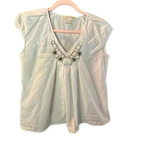 Michael Kors Shirt Oberteil Damen XS weiß ärmellos Perlen Pailletten - Bild 1 von 7