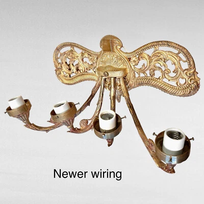 RARE Ornate Antique Victorian 4 Arm Wall Sconce Cast Brass w/ Updated Wiring VGC - Image 1 of 4