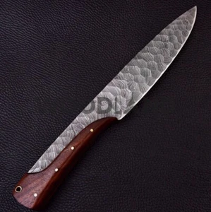12" Ridged Unique Damascus Steel Hunting Full-Tang Drop Point Bowie Knife - Picture 1 of 8