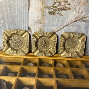 Lote de 3 ceniceros de latón vintage recuerdos coleccionables Grecia Partenón griego Rodas - Imagen 1 de 8