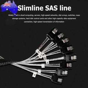 Slim Line SAS4.0 SFF-8654 8i to SATA 8 Ports Adapter 50cm Computer Server Cable - Afbeelding 1 van 7