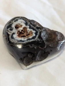 Black Amethyst Heart with Agate Base - Picture 1 of 5