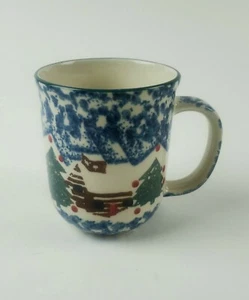 1 Blue Sponge Folk Craft Tienshan Christmas Cabin In The Snow Kaffeebecher Tasse - Bild 1 von 5