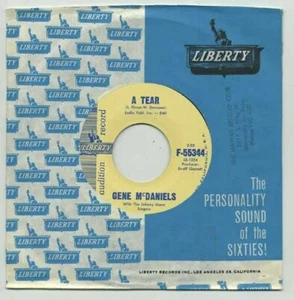 Gene McDaniels A Tear / She's Come Back 45 Promo Mint - Imagen 1 de 1
