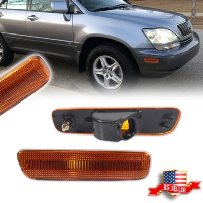 2X Amber Lens Front Bumper Side Marker Corner Lights For 1999-2003 Lexus RX300 - Image 1 of 4