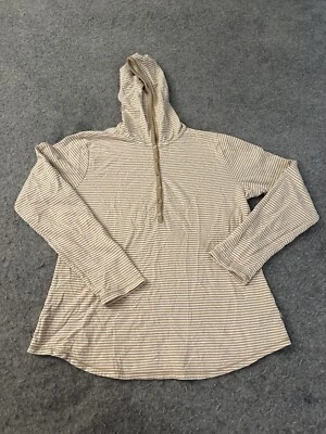 Womens Liz Claiborne Hoodie XL Beige Long Sleeve Lightweight 6 Button Front - Image 1 of 4