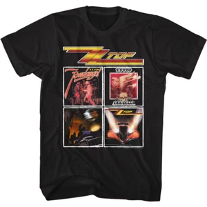 ZZ Top 4 Diferentes Portadas de Álbumes Enmarcadas Para Hombre Camiseta Banda de Música Rock Merchandising - Imagen 1 de 5