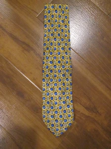 GIVENCHY PARIS Tie Silk Blue Gray Yellow Geometric Mens 56L X 3.5W - Picture 1 of 3