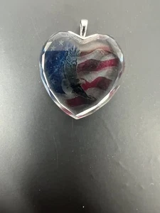 American Pride Crystal Pendant only Heart 925 Silver Bradford Exchange USA - Picture 1 of 4