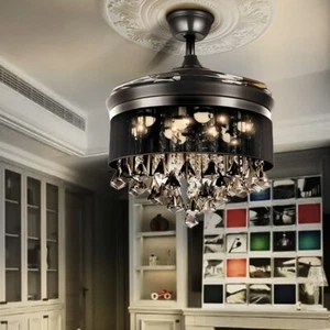 Modern 42" Modern Crystal Fan Chandelier with Remote Control Ceiling Fan Light - Picture 1 of 16