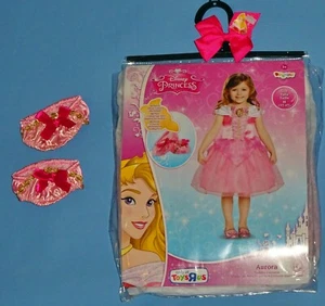 Disney Princess Aurora costume Dress;girls-3T-4T;shoe covers-hairbow-NEW LOT - Picture 1 of 9