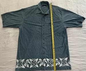 Vintage Rusty Hawaiian Shirt Green Floral Button Front Men's XL 100% Polyester - Picture 1 of 9