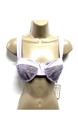 Top de natación de bikini para mujer For Love of Lemons púrpura con encaje talla L nuevo con etiquetas Foto 1 de 4