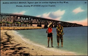 Bahia Honda Bridge, Wayside Tourist Stop, Overseas Highway Key West FL Postcard  - Picture 1 of 2
