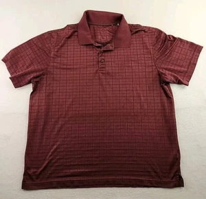 Haggar Maroon Check Lightweight Polo Shirt Mens Medium Polyester - Picture 1 of 9