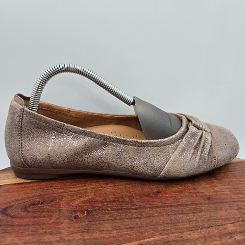 Scarpe basse Clarks Rena Step Ballet donna 8M mocassino comfort pelle tortora lucido