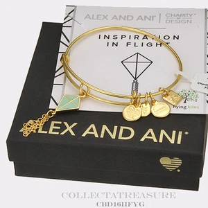 Auténtico brazalete Alex and Ani Inspiration in Flight, cometa verde, oro amarillo CBD - Imagen 1 de 1