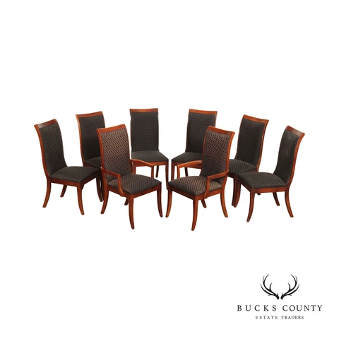 Stanley Furniture Transitional Set of Eight Cherry Dining Chairs Cover