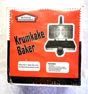 Bethany Housewares 351 Krumkake Baker Completo 750 VATIOS Con Rodillo Cono NUEVO EN CAJA Foto 1 de 4