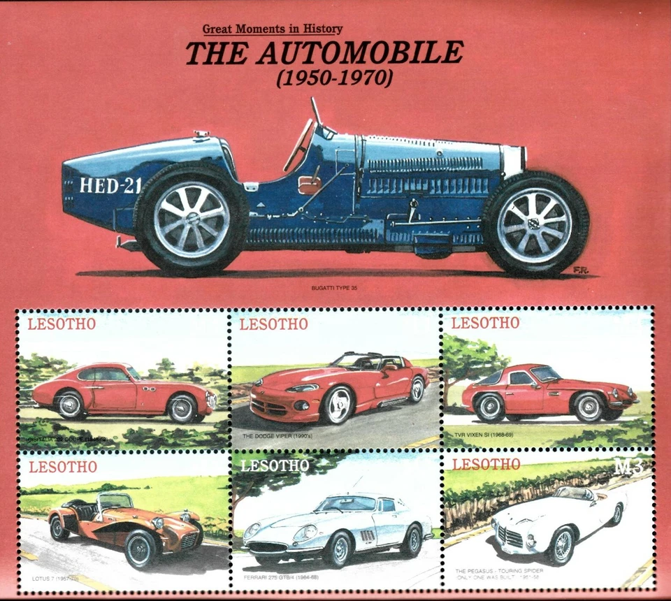 Lesotho 2000 - Classic Cars - Sheet Of 6 stamps - Scott #1250 - MNH - Image 1 of 1